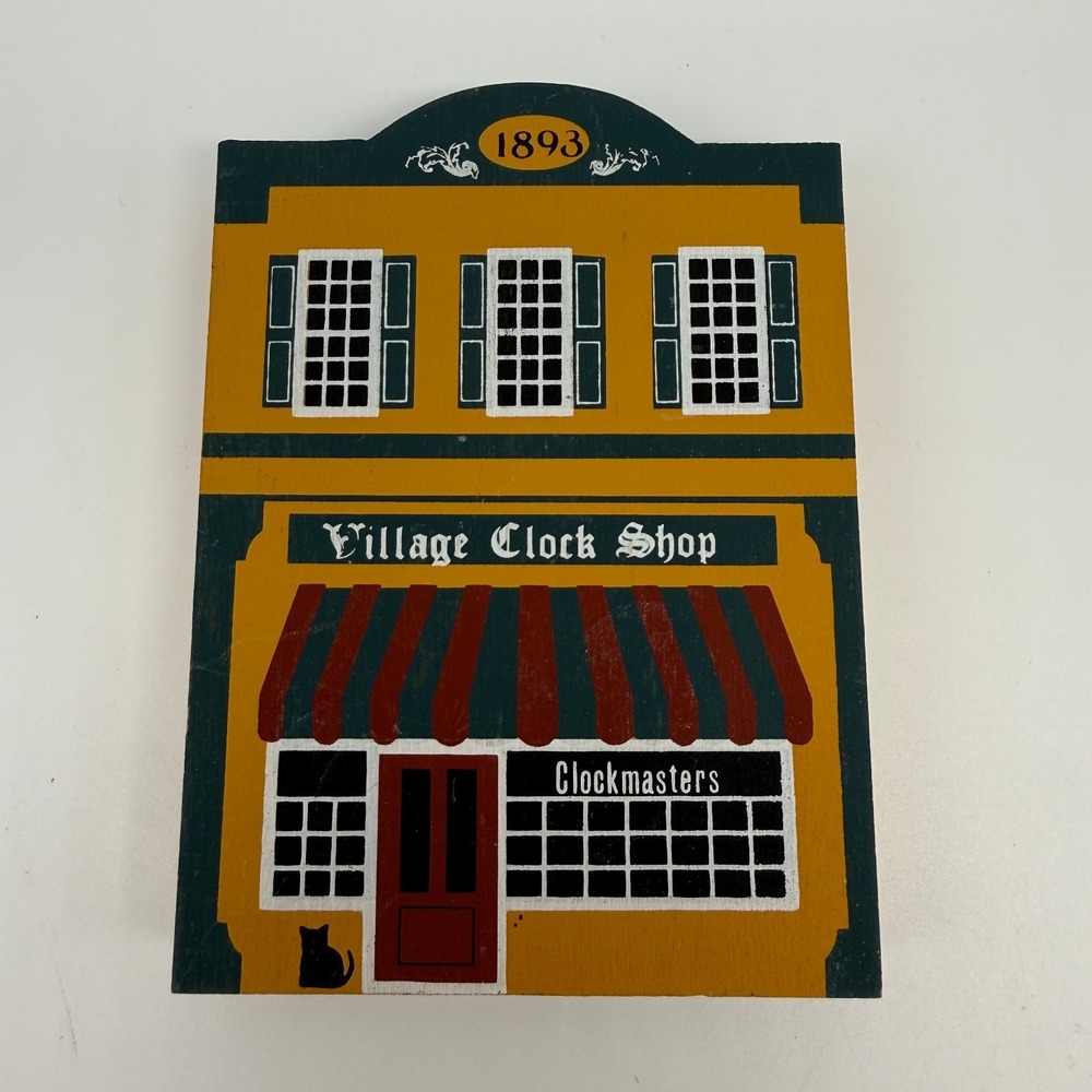 Cats Meow Village Clock Shop 2‎ Sided Holiday Vintage 1986